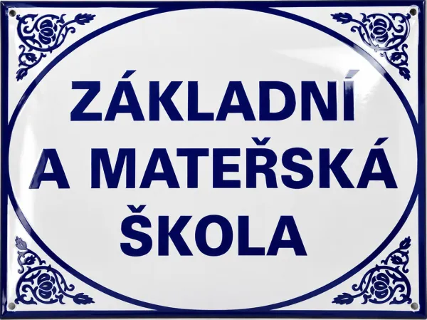 Smaltovaná cedule pro školu v ozdobném rámečku A9-skola 1